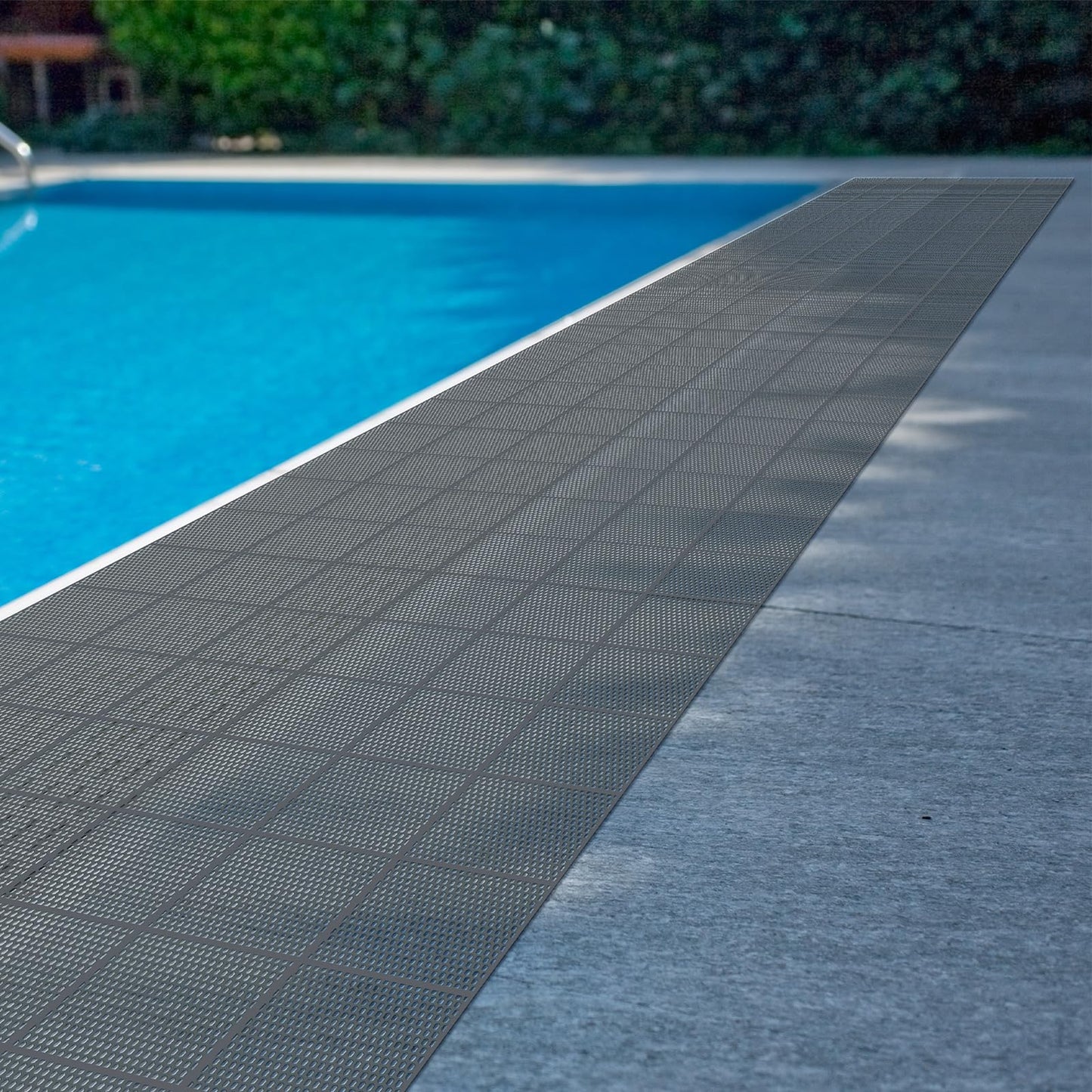Tondiamo Pool Mat Non Slip Drainage Mats Swimming Pool Floor Deck Mats Rugs PVC Splash Mesh Hollow Doormat Roll for Outdoor Indoor Patio Restaurant Garage Kitchen Bathroom Safety(3 x 10 ft,Grey)