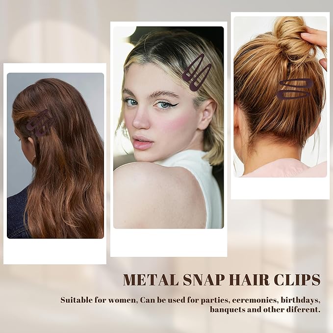 Small Hair Barrettes For Women No Slip Metal Snap Clips For Thin And Fine Hair,Matte Dark Red,20 PCS,1.97 x 0.5 Inch.