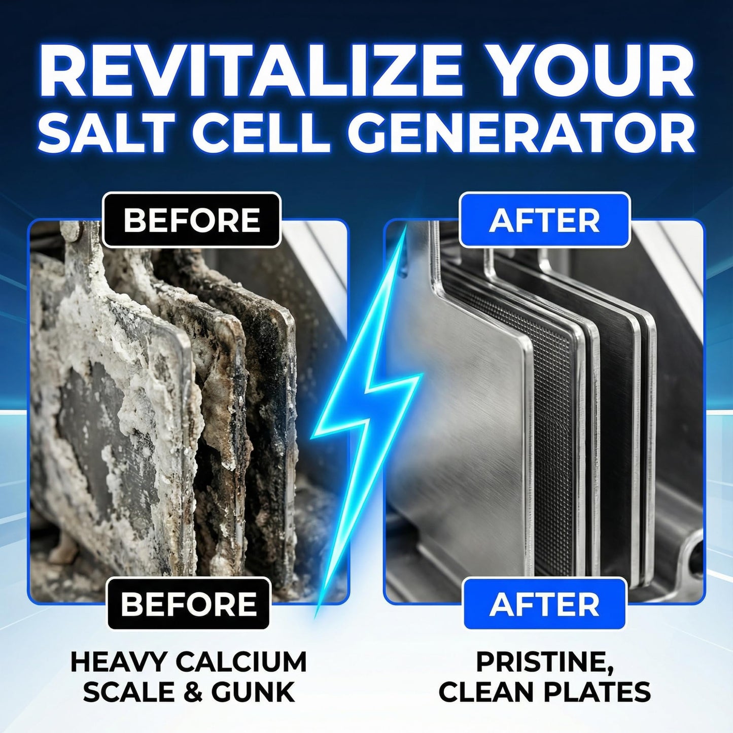 Salt Cell Cleaner for Pool, Pool Salt Cell Cleaner for Saltwater Pools, Salt Generator Cell Cleaner Solution, Helps Reduce Scale Buildup, 3 L (101.5 fl oz) - BubbyShine