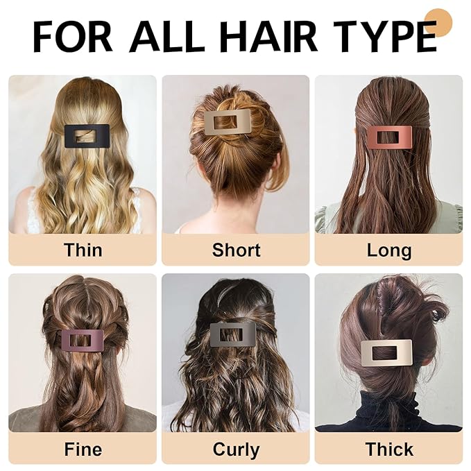 8 Pack French Flat Hair Clips for Women – Large Matte No-Slip Claw clips for Thick & Thin Hair, Strong Hold Styling Barrettes Accessories (Neutral)
