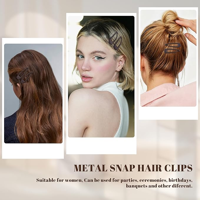 Small Hair Barrettes For Women No Slip Metal Snap Clips For Thin And Fine Hair,Matte Dark Brown,20 PCS,1.97 x 0.5 Inch.