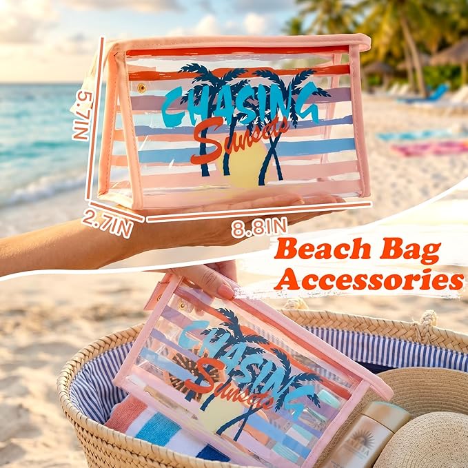 COSHAYSOO Sunscreen Bag Clear Makeup Toiletry Pouch Beach Vacation Essentials for Women Teen Girls Trip Gifts Summer Pool Travel Must Have Accessories Waterproof Stuff