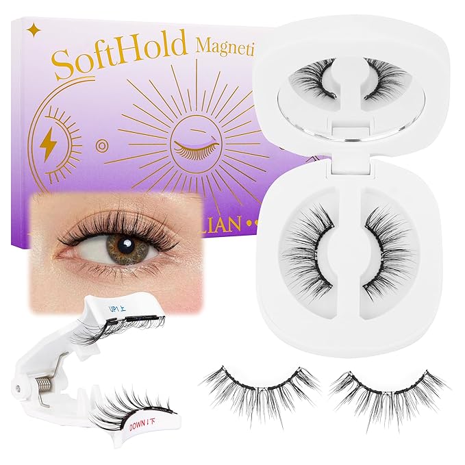 BEYELIAN Magnetic Eyelashes with Applicator Kit, Upgrade Soft Magnetic Lashes Reusable False Eyelashes Natural Look, No Glue Needed for Eye SME013 (Lightweight & Comfortable)