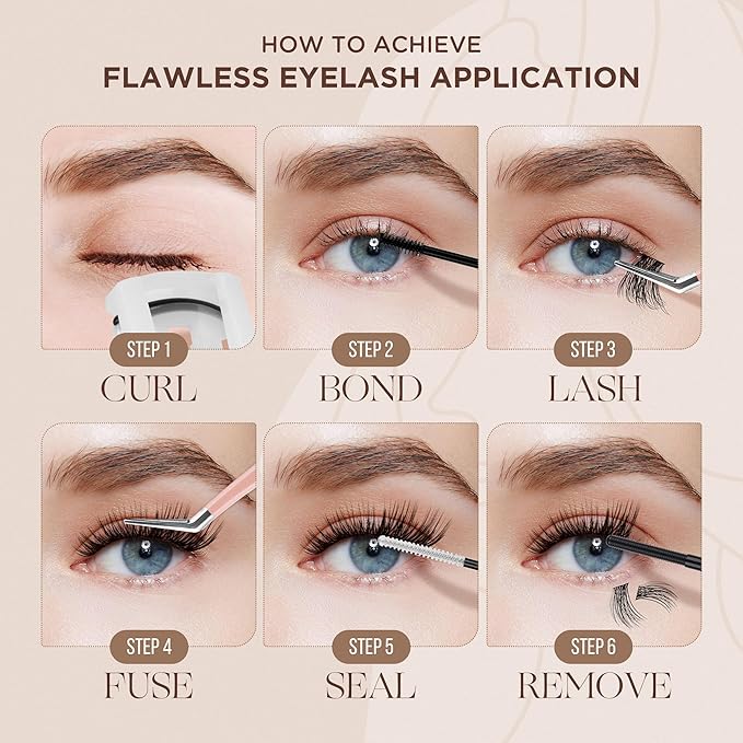 PopUp Cluster Lashes Wispy Lash Clusters Soft D Curl Eyelash Clusters Russian Lashes Clusters DIY Eyelash Extensions at Home,Thin Bank 9-18mm MIX (705)