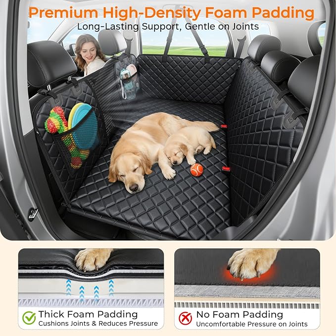 URPOWER XL Dog Back Seat Extender for Crew Cab Truck, Hard Bottom Dog Car Seat Cover Holds 550lbs Waterproof Dogs Car Hammock Pet Backseat, Pet Truck Accessories for F150 / RAM 1500/ Tundra Crew Cab