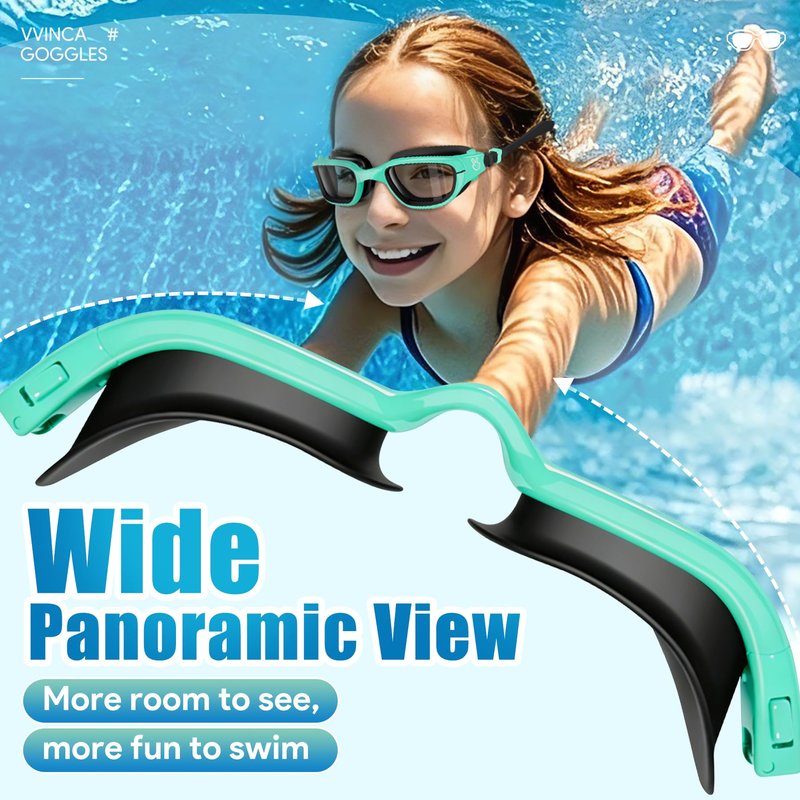 Vvinca Kids Swim Goggles, Swimming Goggles for Toddlers Kids 3-14 Anti-Fog UV Protection No Leak Pool Glasses for Boys Girls
