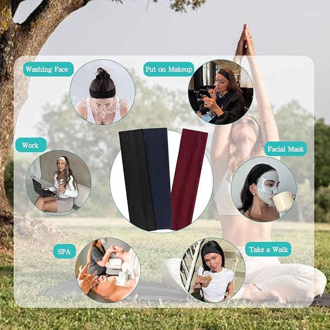 Headbands for Women Non Slip Head Bands for Women's Hair cute elastic womens headbands Soft Cotton Cloth Fashion floral headband for women for Daily Workout Sports Running Yoga