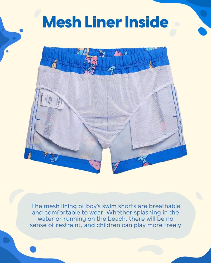 maamgic Boys Swim Trunks Toddler Swim Shorts Little Boys Bathing Suit Swimsuit Toddler Boy Swimwear Ice Cream Blue 14-16 Years