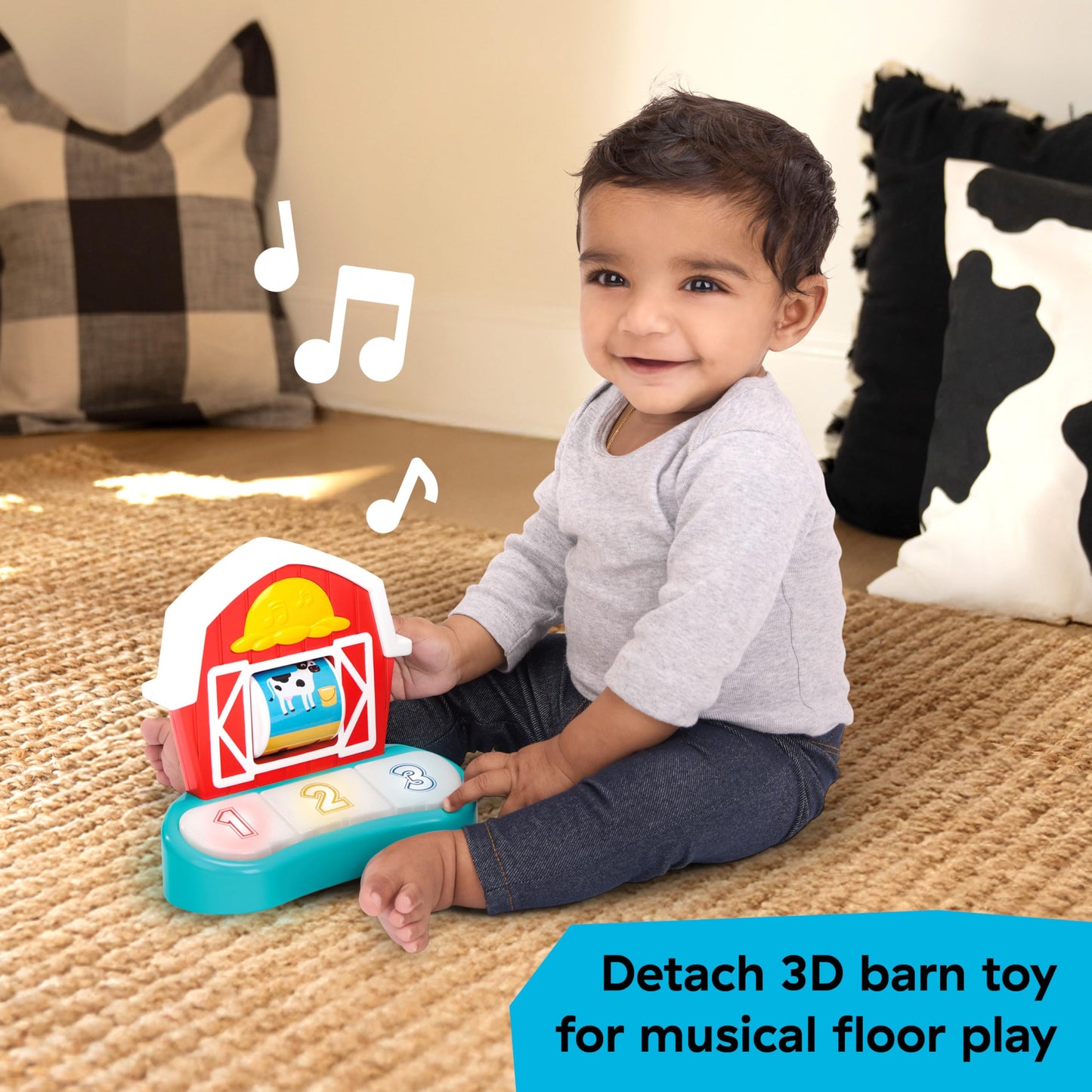Baby Einstein Farm Explorers Jump & Learn Barnyard 2-in-1 Baby Jumper Activity Center with Interactive Toys, Music, Lights, & Sounds, Ages 6-12 Months