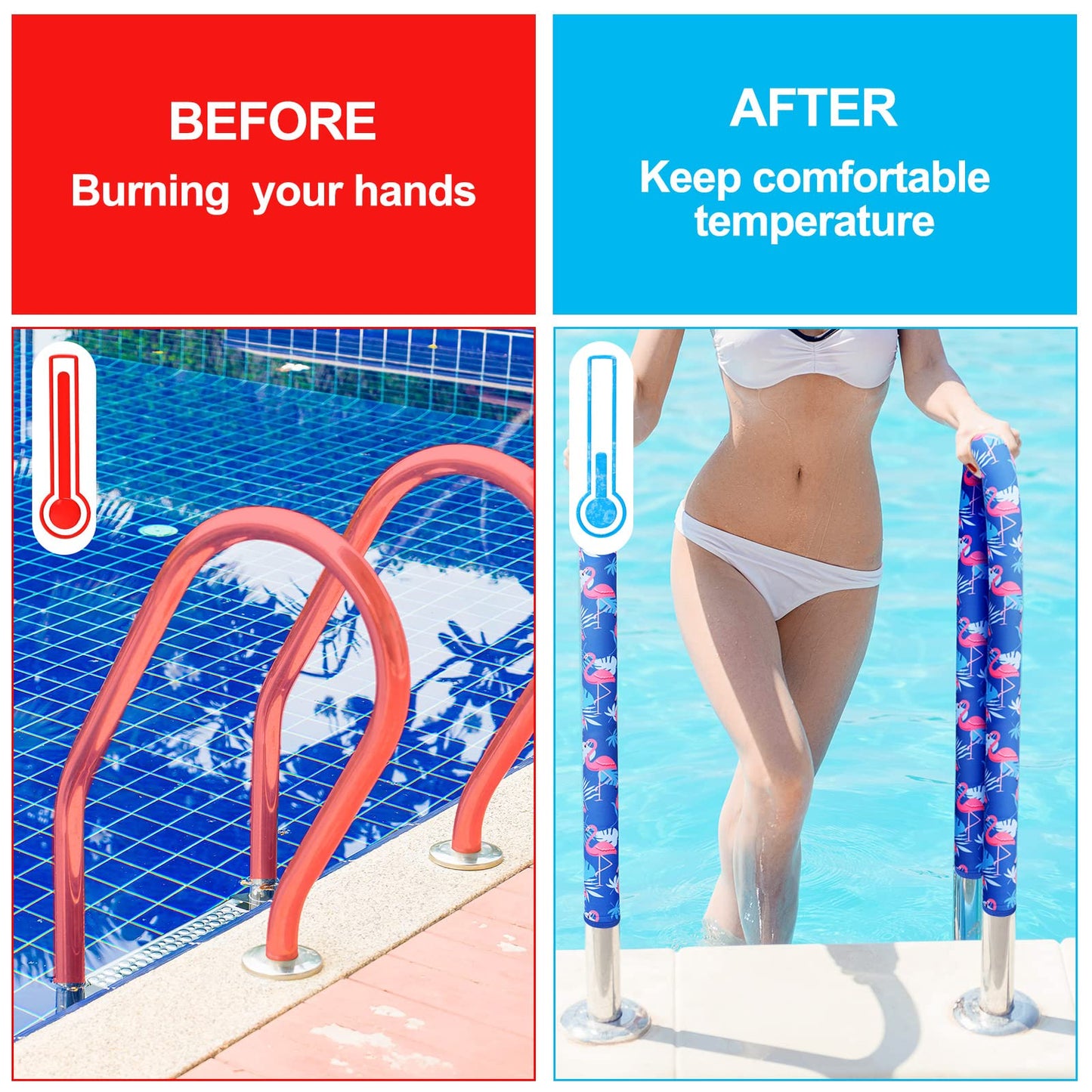 Junkin Pool Handrail Cover Swimming Pool Hand Rail Cover Slip Resistant Railing Blue Rail Grip for Swimming Hand Railing(6 ft)