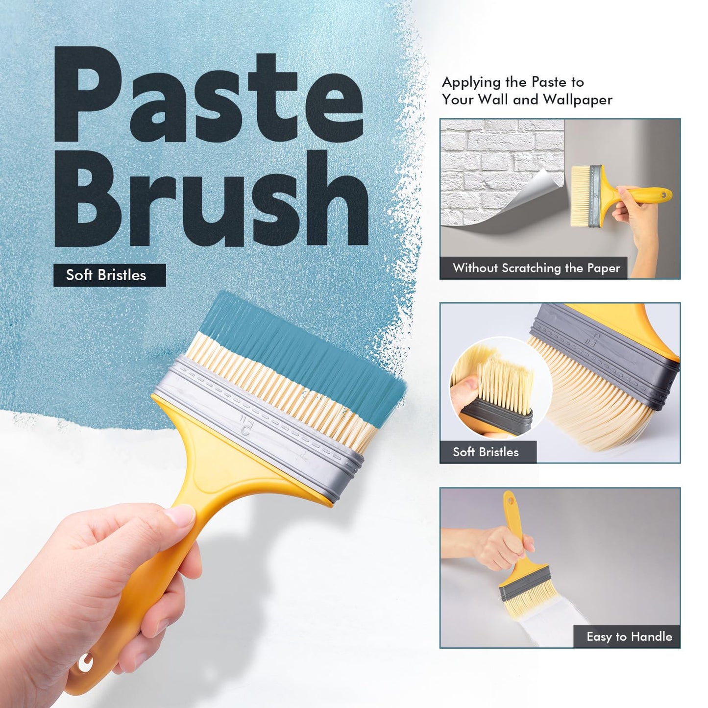 FOSHIO Wallpaper Smoothing Tools Kit, Wallpaper Tools with Squeegee Smoother, Seam Roller, Paste Brush, Wallpaper Smoothing Brush for Peel & Stick Wallpaper, Contact Paper, Window Film Application Kit