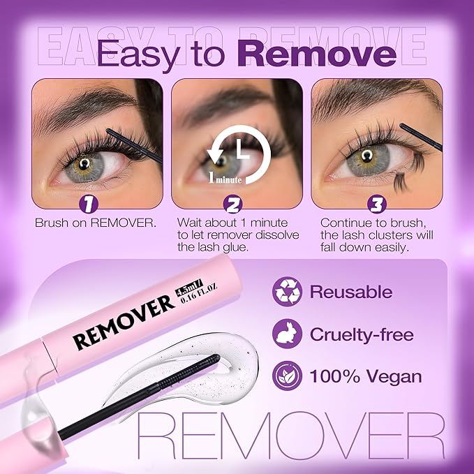 Natural Lash Clusters Kit Wispy Eyelash Clusters CC-Curly Cluster Eyelash Extensions 132 pcs Individual Lash Extensions DIY Lash Extension Kit with Lash Bond and Seal and Remover Lash Kit by Mavphnee