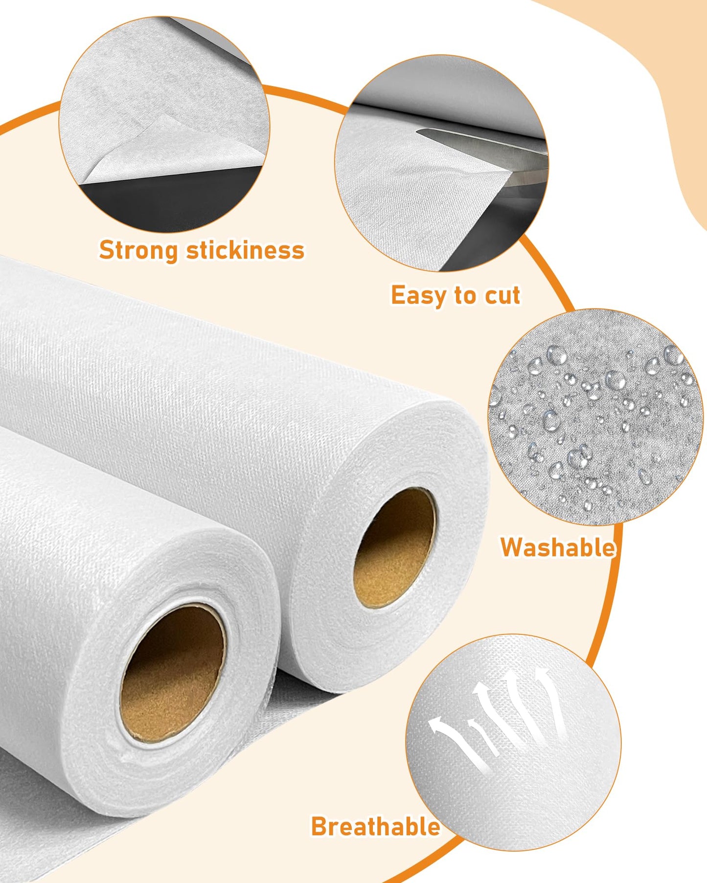 PLANTIONAL Light Weight White Iron-On Non-Woven Fusible Interfacing: 16.5" x 30yds Light Weight Non-Woven Interfacing Iron On Polyester Single-Sided Interfacing for DIY Crafts Supplies