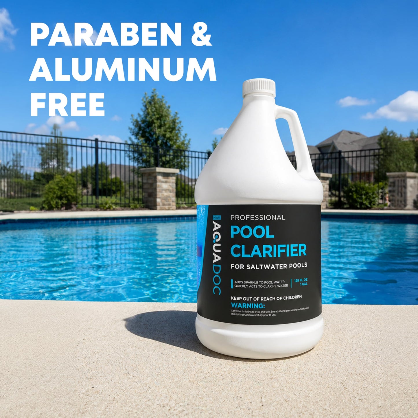 AquaDoc Pool Clarifier for Saltwater Pools - 128 oz - Swimming Pool Water Clarifier for Inground and Above Ground Pools to Help Improve Clarity and Filtration - Made in USA