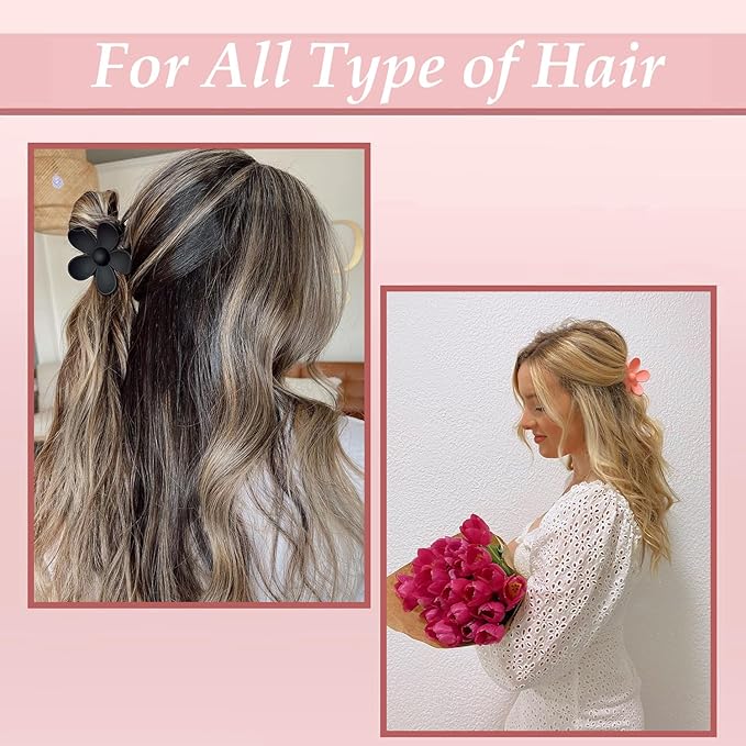 9 PCS Matte Hair Clips Set: Large Non-Slip Metal Claw Clips for Women's Thick & Thin Hair, 9 Styles with Strong Hold in Brown Color