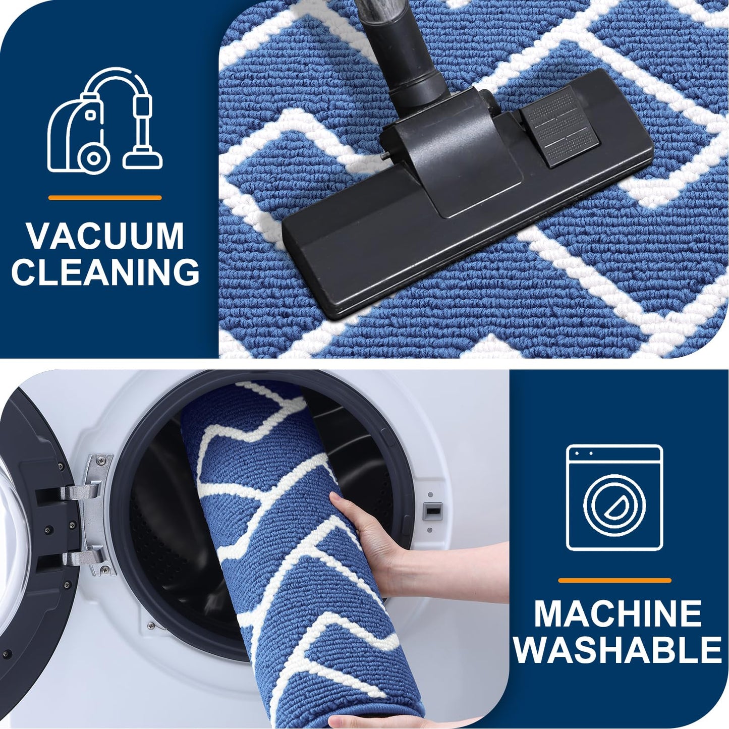 OLANLY Front Door Mat, Non-Slip Rubber Backing, Dirt Resistant and Absorbent, Washable, Easy to Clean Low-Profile Indoor Doormat for Back Door, Entryway, Inside Entrance, 40x32, Navy