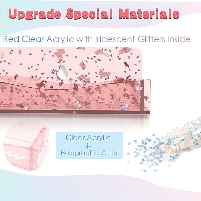 YMVV 15" Acrylic Nail Polish Organizer - Wall Mounted Shelf with Iridescent Glitters Sequin Inside - Great Display for Salons & Retailers (6 Pack)