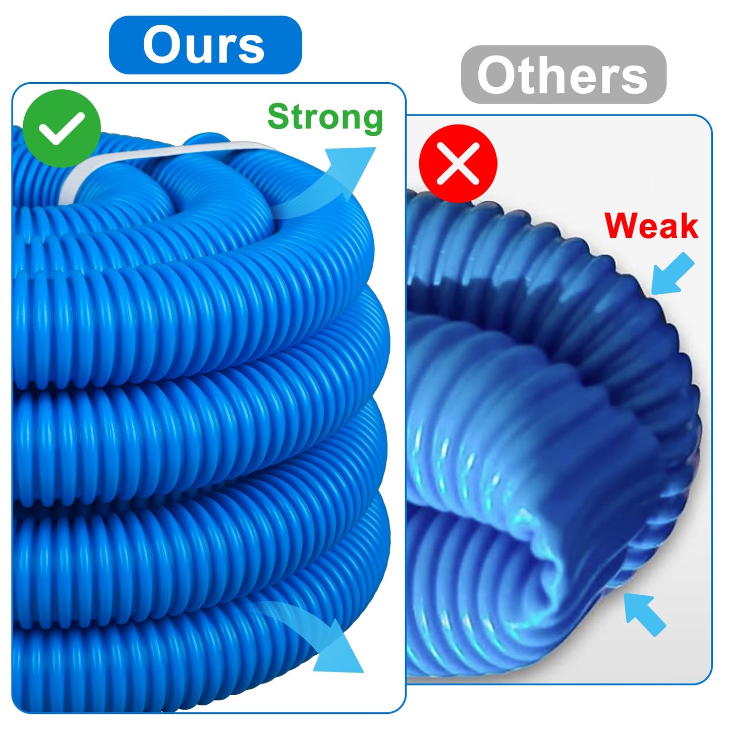 4 Pack Pool Hoses for Above Ground Pools 1.25" x 59" Replacement Pool Pumps Hose Filter Pumps Hose with 8 Metal Clamps for Swimming Pools Filter Pump