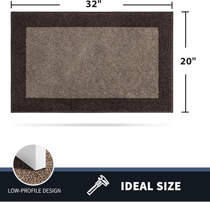 PURRUGS Dirt Trapping Door Mat 20" x 32", Non-Slip Washable Entry Mat, Dog Doormat, Front Door Mat, Super Absorbent Entrance Mat for Muddy Shoes & Paws, Grayish Brown & Coffee