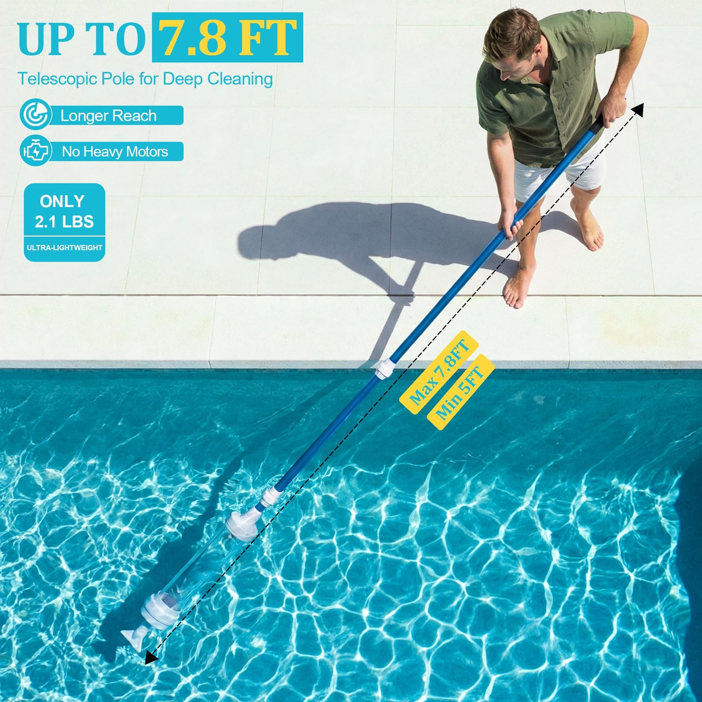Spa Vacuum Compatible with 6250 Paradise Power, No Pumping, No Batteries or Electricity, Powered by Water Pressure, Cordless Hot Tub Vac Cleaner Picks up Pebbles, Sand&Debris, with Telescopic Handle
