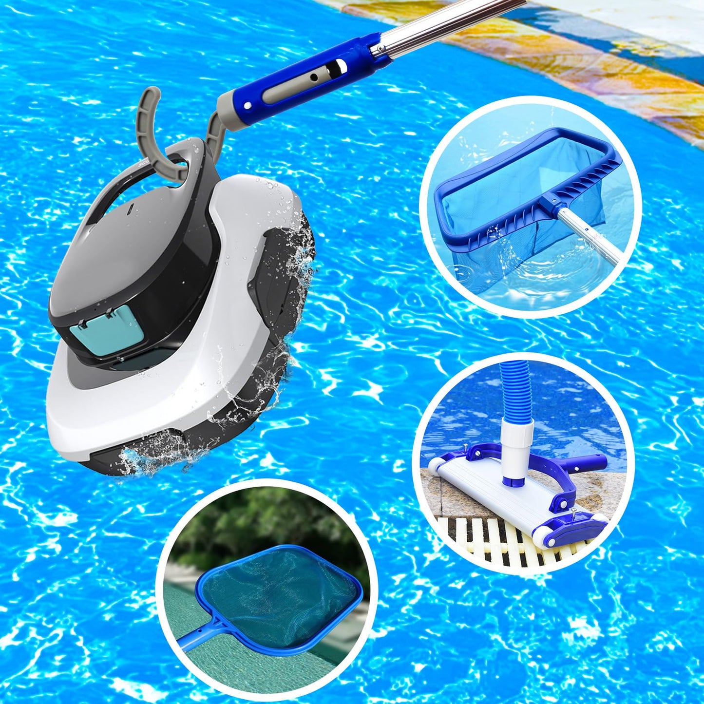 Hook for All Robotic Pool Cleaner with Swimming Pool Pole, Accessories Hook Customized for Pool Vacuum Robot Including Cordless,Above Ground and Underwater