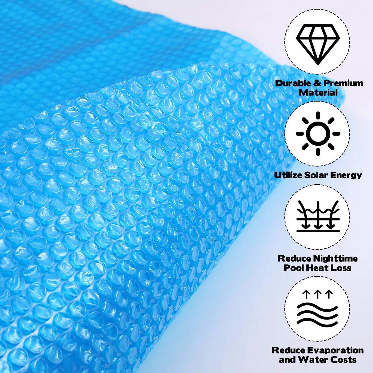 8ft Round Pool Solar Cover Solar Pool Heater for Inground & Above Ground Pools Round Solar Blanket with Bubbles Solar Pool Hot Tub Floating Thermal Blanket Dustproof Cover—Insulates Pool Water, Blue