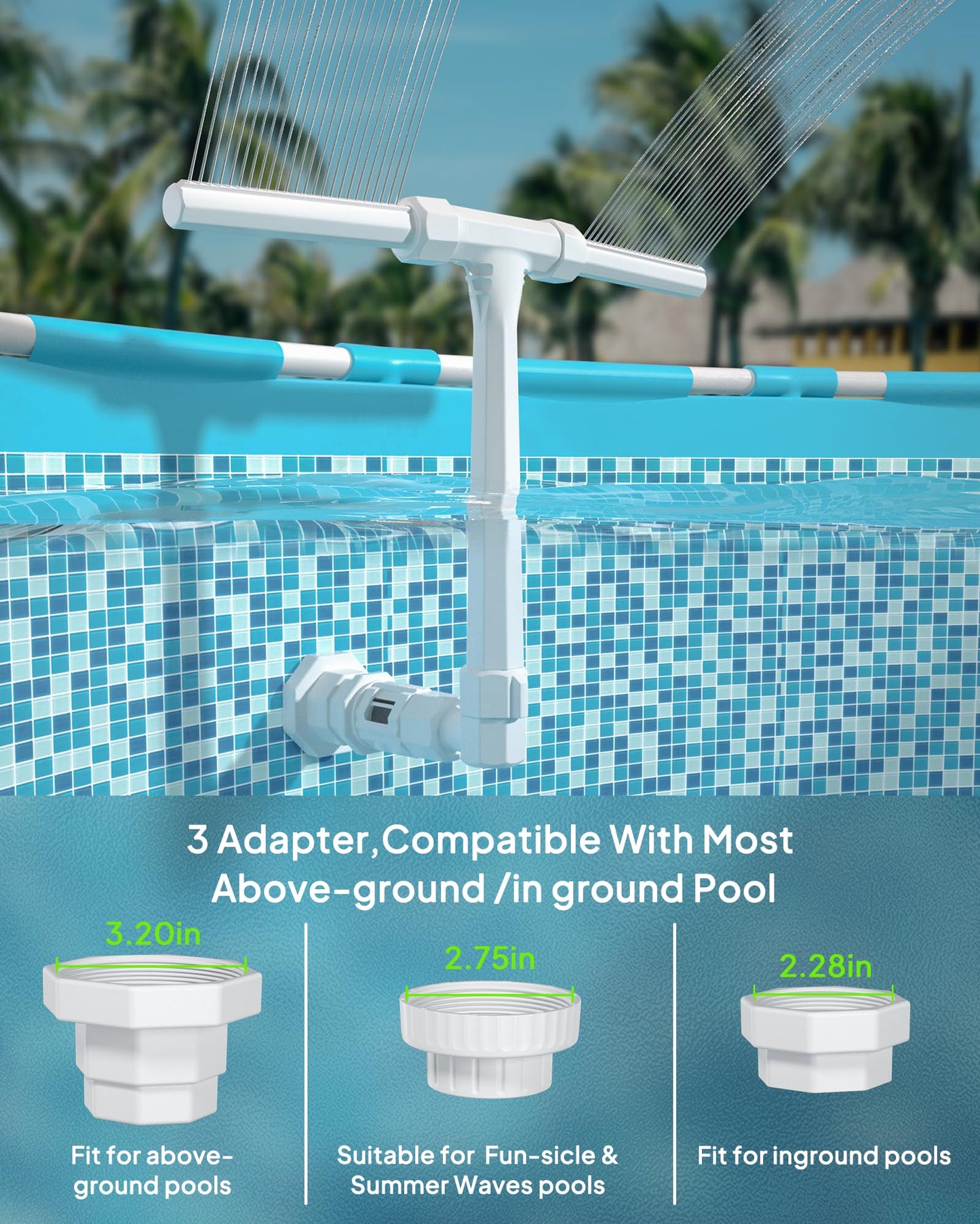 POOLHOUR 2026 Height Upgrade Pool Fountain - Dual Spray High-Pressure Adjustable Waterfall Sprinkler Cooler for Above-Ground & Inground, 360° Cooling Jet & Relaxation Features,White