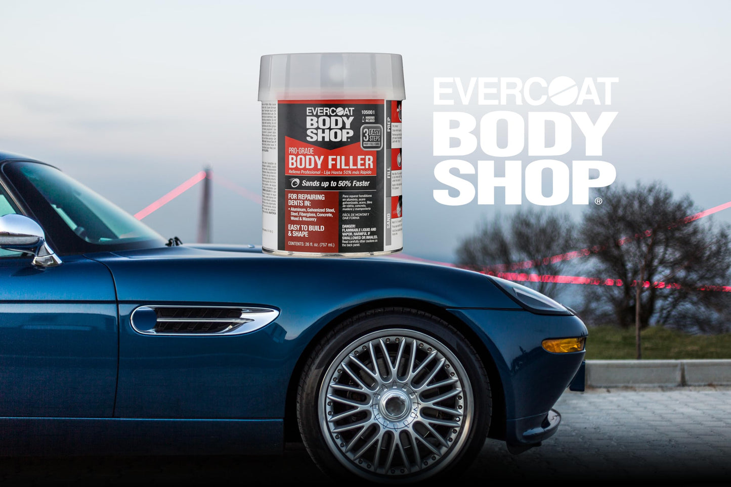 Evercoat Body Shop 105001 Pro-Grade Body Filler, Fast Drying and Lightweight Multipurpose for Dents in Aluminum, Fiberglass & More, Easy Mix Hardener Included 26 Fl Oz.