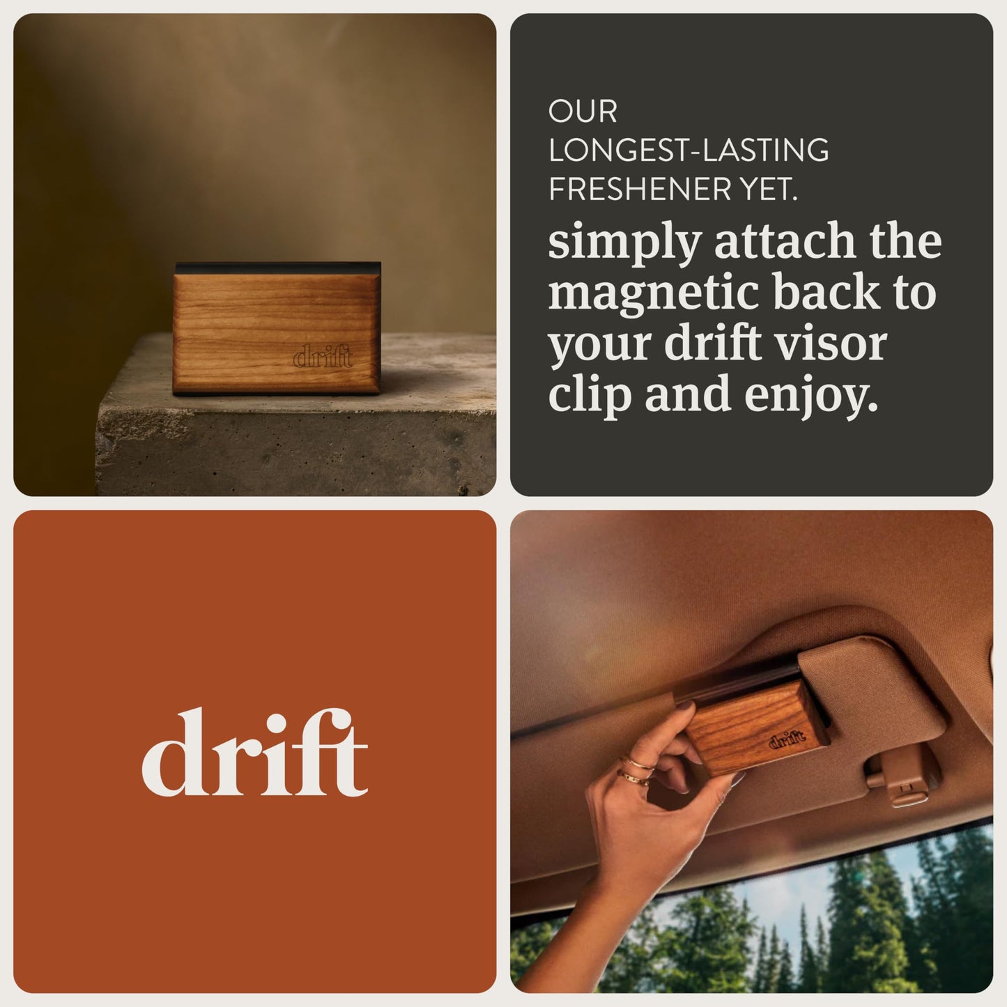 Drift Car Air Freshener - The Original Wood Air Freshener - Car Odor Eliminator - Long Lasting Scent - Metal Clip - Essential Oils - Clean Ingredients - Variety 3 Pack Refill - NO CLIP INCLUDED