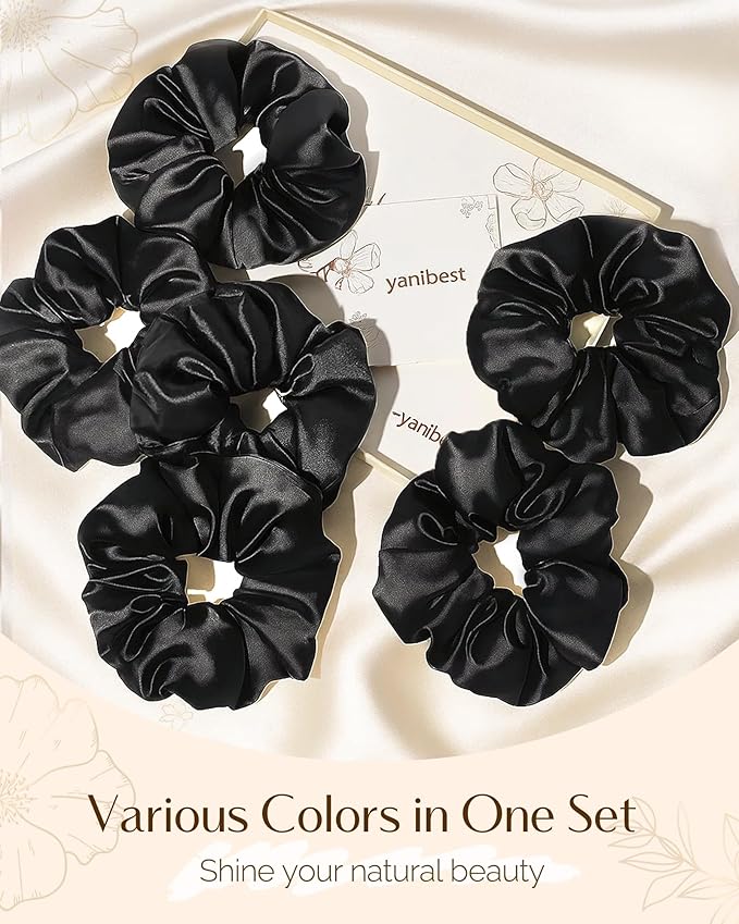 Yanibest 8 Pcs Satin Scrunchies - Silk Scrunchies Ponytail Holders, Soft Satin Hair Ties No Damage, Hair Accessories for Women