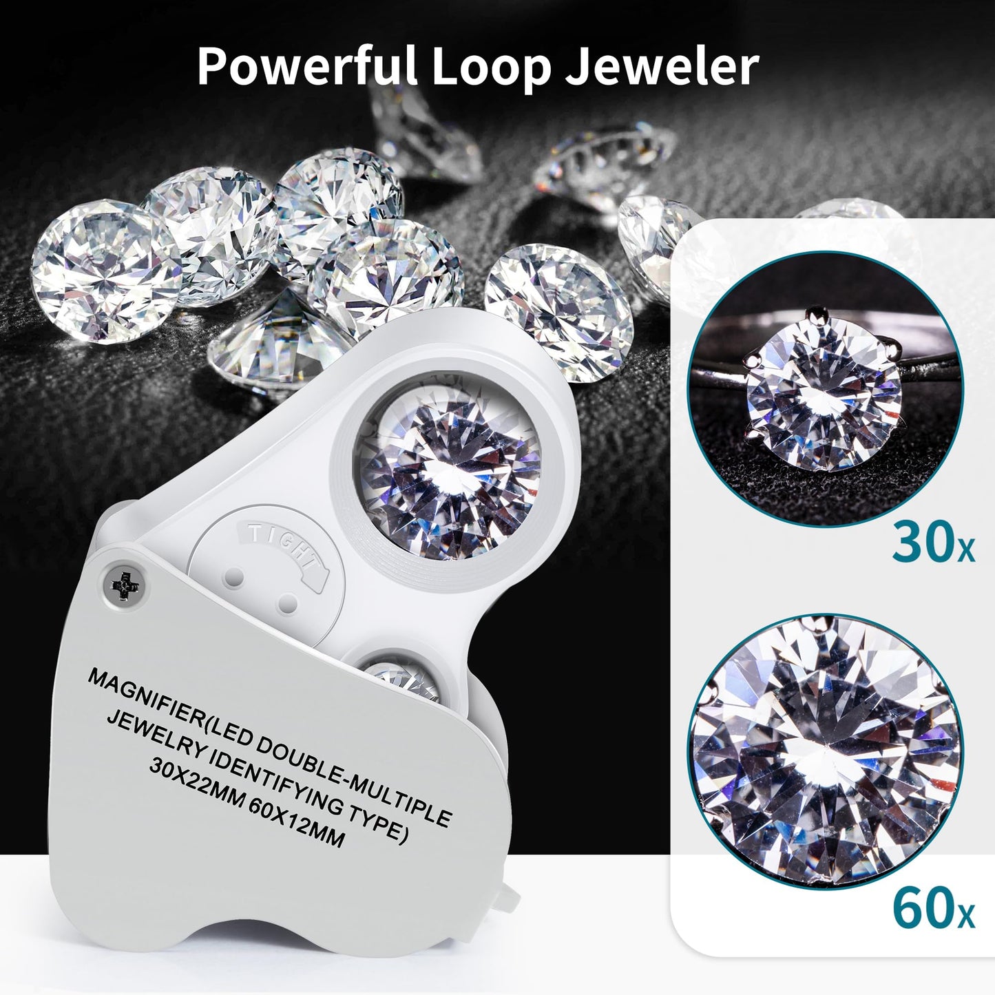 JARLINK 3 Pack Jewelers Loupe, 30X 60X 90X Illuminated Jewelers Eye Magnifier and Magnifying Glass Loop with UV Black Light and Bright LED Light for Gems, Jewelry, Diamond, Coins, Stamps