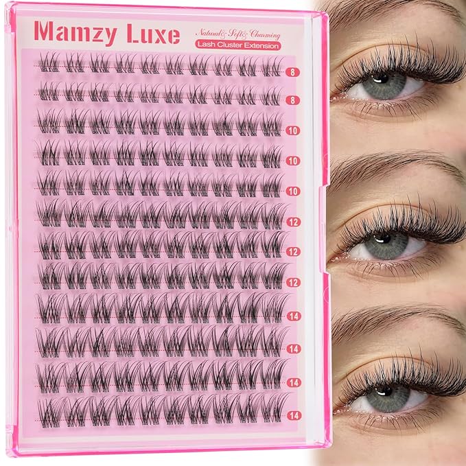 Wispy Lash Clusters Natural 8-14MM Eyelash Clusters CC Invisible Band Short Curly Cluster Eyelash Extensions DIY Versatile Eye Lashes Clusters Extension by MAMZY LUXE