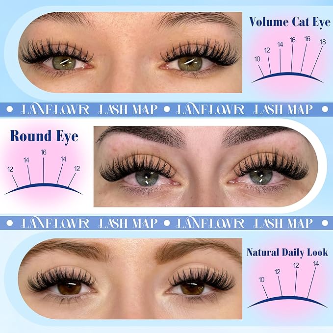 Flora Lash Clusters Kit Wispy Cluster Eyelash Extensions Natural Lash Extension Kit D Curly Fluffy Lashes Clusters Kit 10-18mm Eyelash Extension Kit Thin Band Individual Lashes by Lanflower