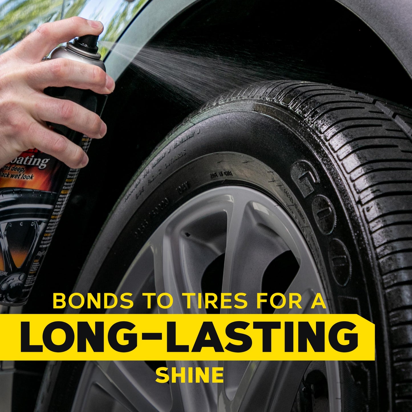 Meguiar's Hot Shine High Gloss Tire Coating - Get Long-Lasting Tire Protection and Glossy Tires with a Wet Look Shine, 3 Pack of 15 Oz Aerosol Cans