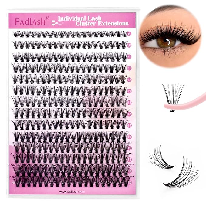 Cluster Lashes Large Tray 30D DIY Eyelash Extension D Curl Individual Lashes Cluster Faux Mink Black Lash Clusters Pre Made Volume Lashes Professional Makeup (30D-0.07-D, 8-16mm)