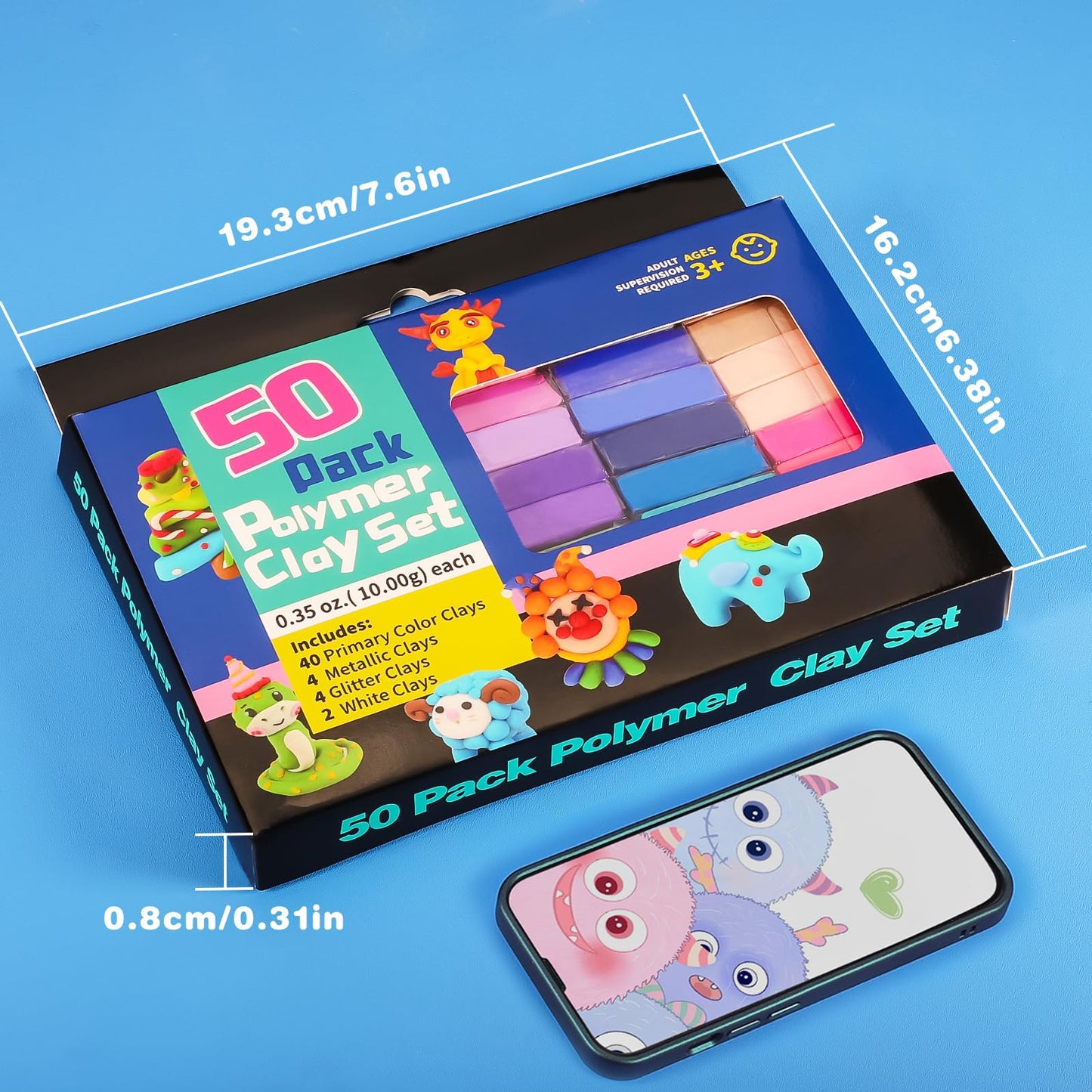 CiaraQ Polymer Clay Kit, Mini Modeling Clay Set for Kids/Beginners/Artist, 48 Colors