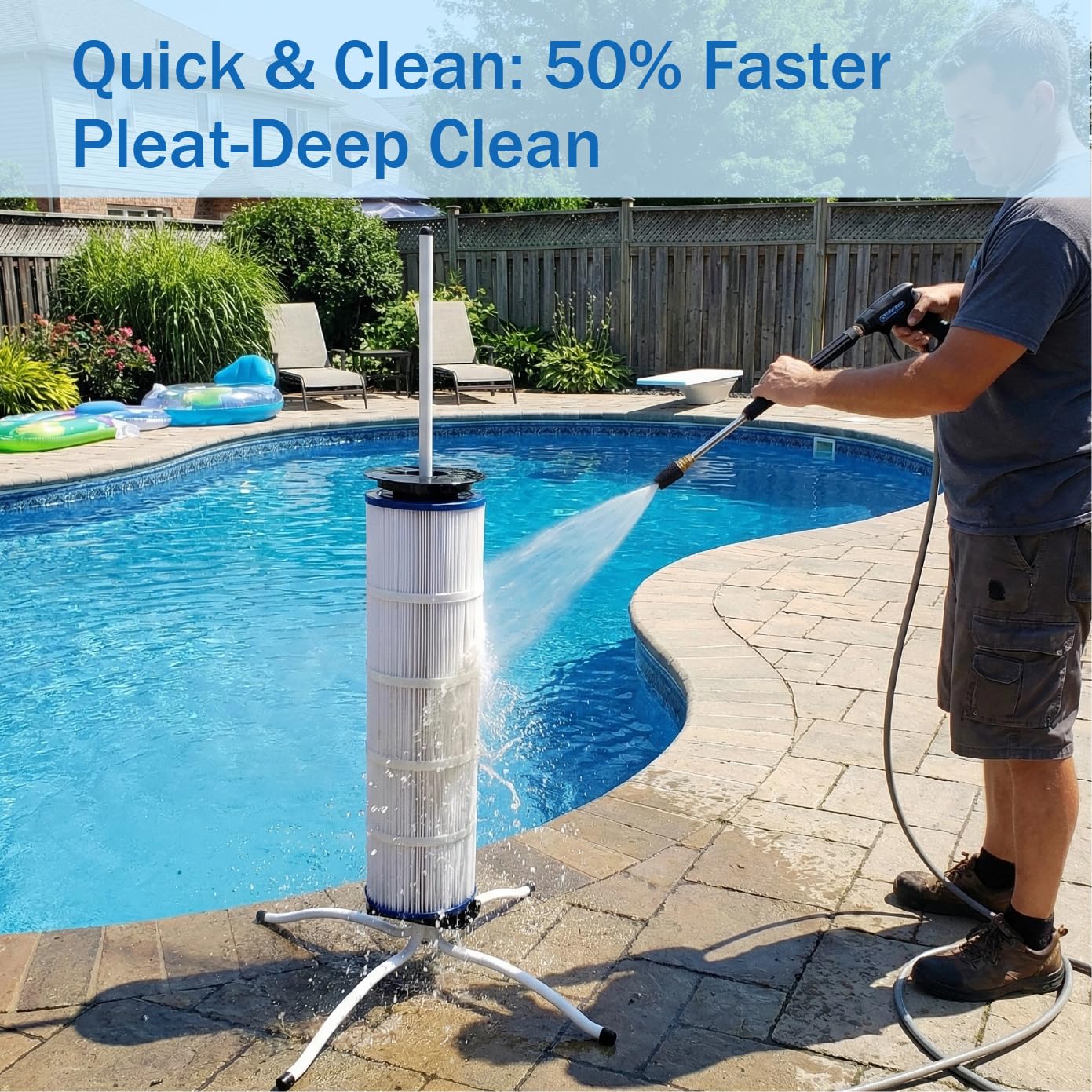 Vootenec Vertical Pool Filter Cleaner Stand Tool - Boosts Cleaning Speed, Universal Fit for 3", 4", 6" Filter Cartridges