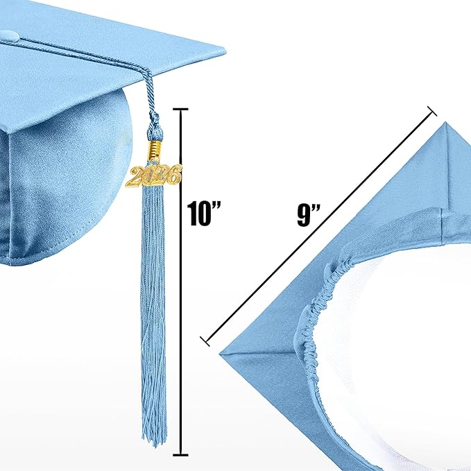 Graduation Cap with 2026 Tassel Year Charm Black Graduation Cap for High School & Bachelor