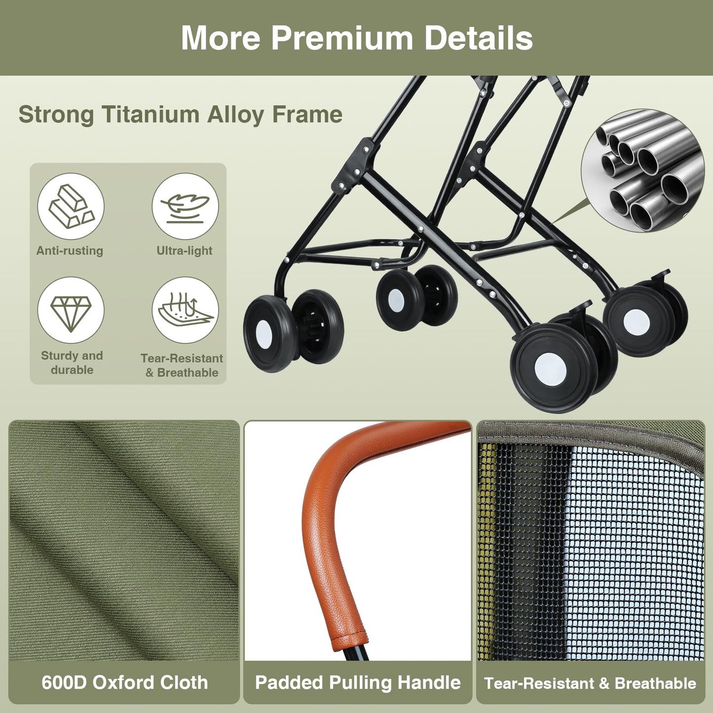 Double Pet Stroller for Dogs and Cats: Dog Stroller Foldable Travel Carriage with Detachable Carriers, Safety Belts, and 4 Lockable Wheels for Small to Medium Pets – Ideal for Multi-Pet Homes (Green)