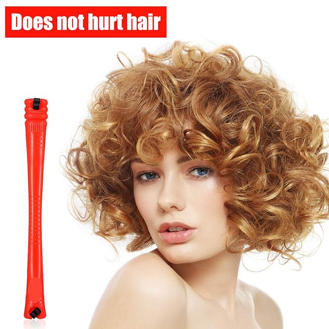 WILLBOND 60 Pcs Short Perm Rods Natural Hair Perm Rods with Elastic Rubber Band Non Slip Plastic Perming Cold Wave Kit for Women Hairdressing Styling Tool(0.2 Inch,Red)