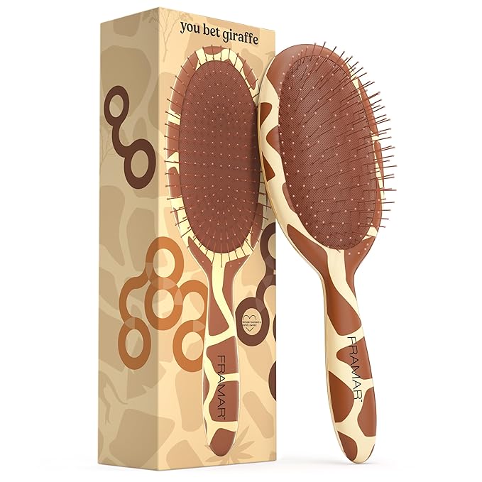 FRAMAR Wet Hair Brush Detangler, Detangling Hairbrush For Women, Wet Hair Brush For Girls, Hair Detangler Brush, Wet Hairbrush, Hairbrushes, Girls Hairbrush Detangler, Reduces Frizz - Giraffe