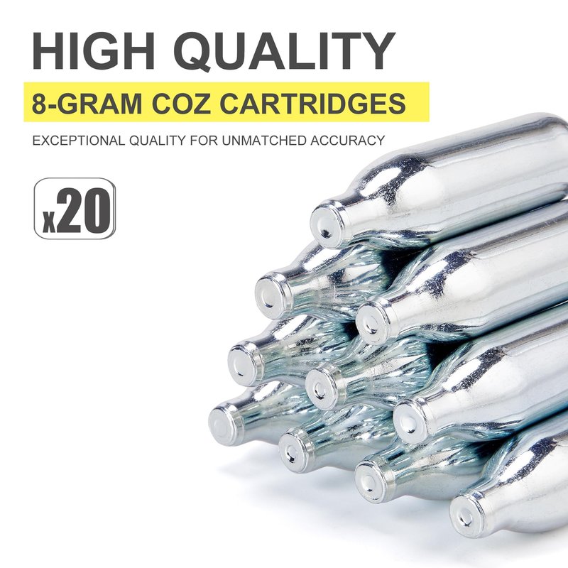KONG MING CAR 8 Gram / 12 Gram CO2 Cartridges, Non-Threaded,High-Grade CO2 Cylinder CO2 Cartridges for Paintball Guns,Pellet Guns, BB Guns and Airsoft Guns (8G-20P)