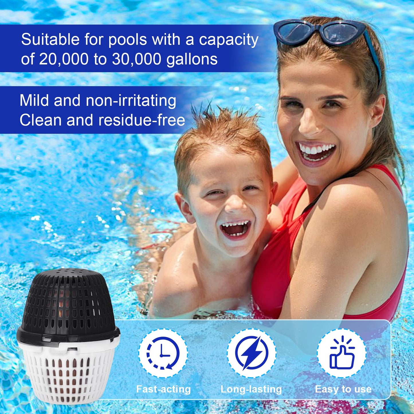 WESHIPTO Pool Unit 20k-30k Gallons Black Replacement for Pool RX, Compatible with Mineral Cartridge Above Ground and Inground Pools Filter Replacement