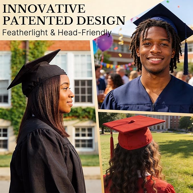 OCQOTAT 2 Pack Graduation Cap Headband,Black Anti-Fall Firm Hairband with Adhesive Insert,Secures Graduation Cap&Hairstyle, Essential Hat Accessories for Graduates,Students,Girls,Not including Caps