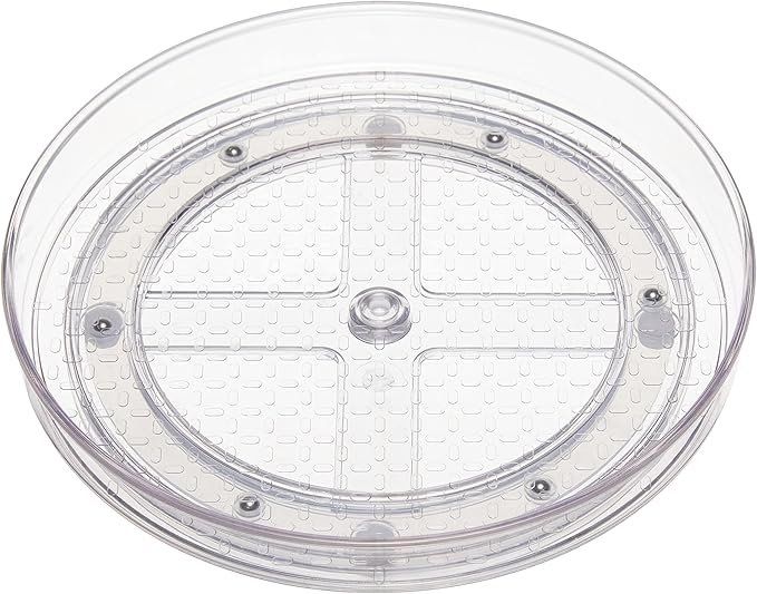 Amazon Basics Clear Rotating Lazy Susan Turntable Organizer for Condiments, 9-Inch, 2-Pack