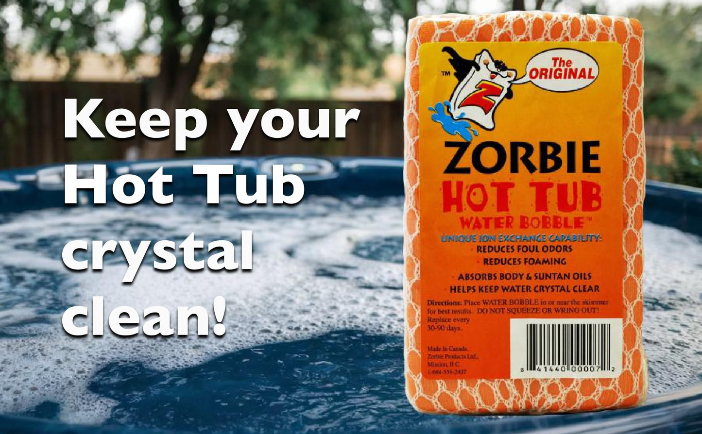 Zorbie Water Bobble Hot Tub Oil Scum Absorber - Scum Absorbing Sponge for Spas and Hot Tubs - Naturally Cleaner Water with Spa Sponges for Hot Tubs - Orange Floating Bobble with String- Single Package