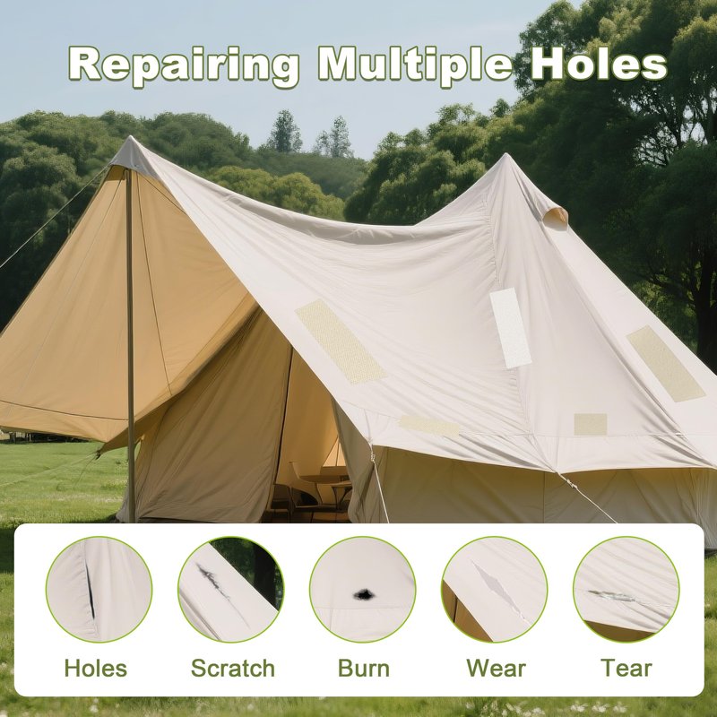 Besezx Canvas Repair Patch,Outdoor Gear Patch, 7.87x5.9 Inches 8PCS,Waterproof Self-Adhesive Fabric Repair Tape for Repairing Boat Covers,Sun Shades,Sofas,Tents,Lounge Chairs,Awnings (Beige)