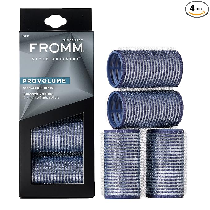 Fromm ProVolume 1.25" Self-Grip Ceramic Ionic Thermal Hair Rollers, 4 Count, Salon Quality Hair Curlers for Shorter or Medium Length Hair, Bangs and Tighter Curls