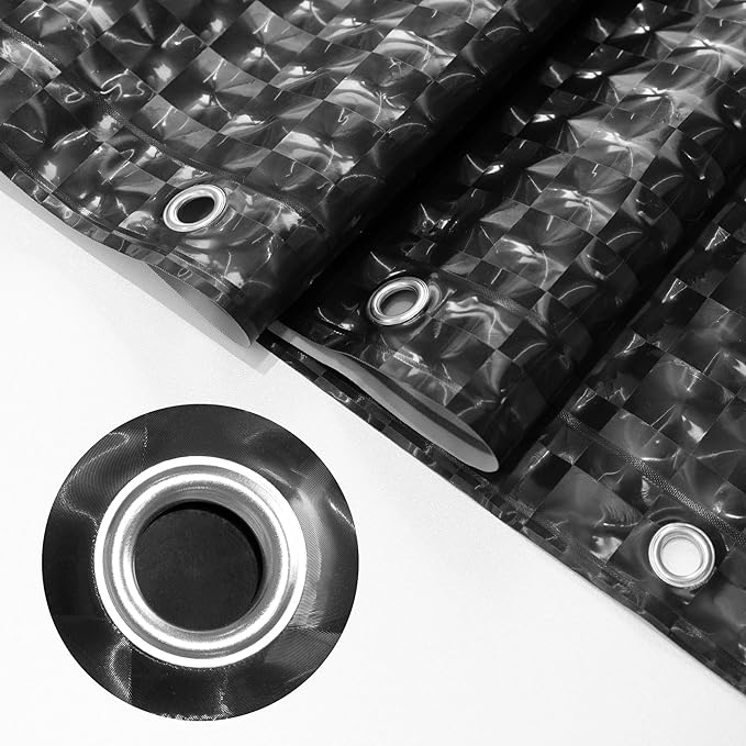 Barossa Design Black Shower Curtain Liner 72" x 72" for Bathroom - Waterproof Standard Size PEVA Shower Liner with 3 Magnets, Lightweight, Metal Grommets - Dimensional Black, 72x72