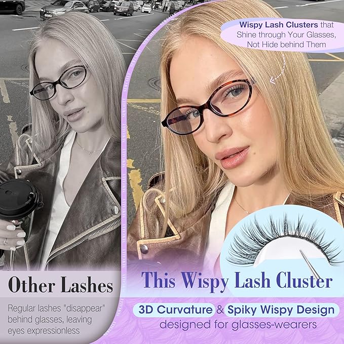 Lash Clusters Kit Wispy Natural Cluster Eyelash Extension Kit DIY Lash Extension Kit C-curly 10-16MM Eyelash Clusters Volume Individual Lashes Kit by Newcally